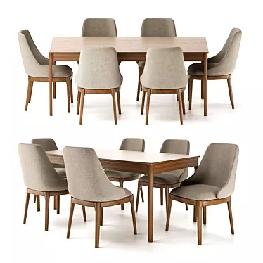 Modern Lounge Dining Set: Table & Fasmino Chairs 3D model image 1 