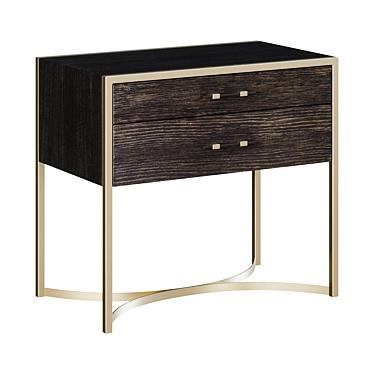 Sleek Wood and Metal Nightstand 3D model image 1 