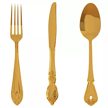 Elegant Crockery Cutlery Set 3D model image 1 