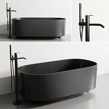 Inbani Arc: Modern Bathtub & Faucet Set 3D model image 1 