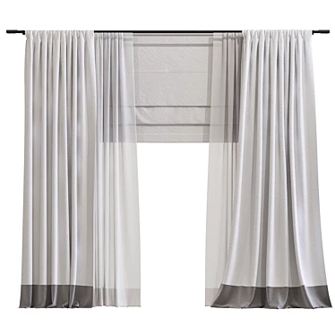 Title: Stylish 970 Curtain 3D model image 1 