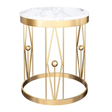 Marble and Gold Round Side Table 3D model image 1 