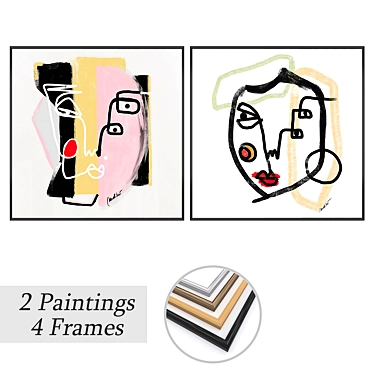 2 Paintings with Various Frame Options 3D model image 1 