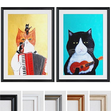 Musical Cats Picture Frame Set 3D model image 1 