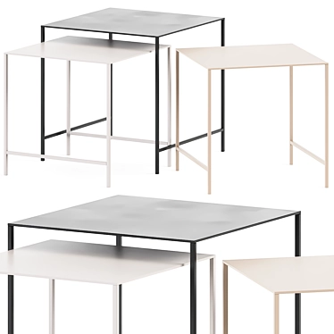 Hübsch Duo Tables: Sleek and Stylish Side Table Set 3D model image 1 