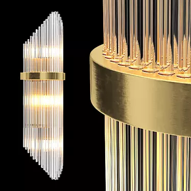 Golden Crystal Wall Sconce: Art Deco Elegance 3D model image 1 