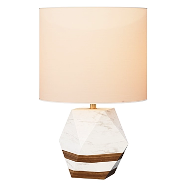 Modern Marble and Wood Table Lamp 3D model image 1 