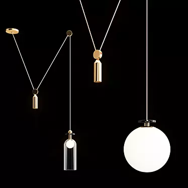 Modern Pendant Light - Globe&Cylinder 3D model image 1 