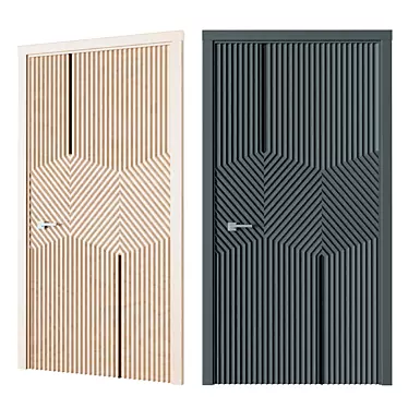 Burkovsky Modern Wooden Door with Metal Inserts 3D model image 1 