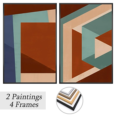Dual Painting Set: Frames & Art 3D model image 1 
