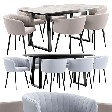 Modern Alina Dining Chair and Sheffilton Table Set 3D model image 1 