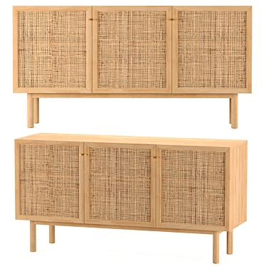 Natural Rattan Oak Sideboard - Pavia 3D model image 1 