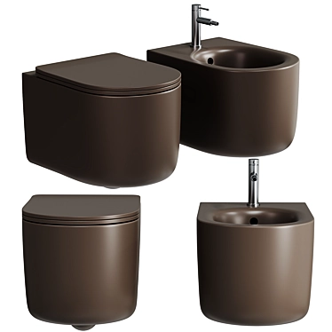 Sleek Matt Ceramic WC 3D model image 1 