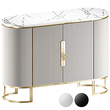 Sleek White Marble Sideboard 3D model image 1 