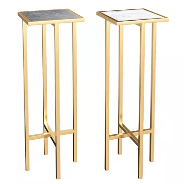 Elegant Marble & Brass Drink Table 3D model image 1 