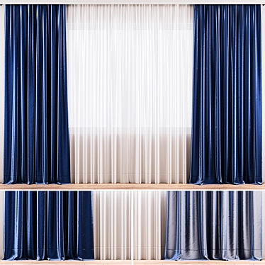 Luxury Silk Curtains 3D model image 1 