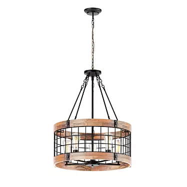 Rustic Cage Chandelier: Elegant Dining Lighting 3D model image 1 