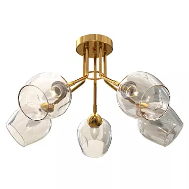 Gilded Glass Ceiling Chandelier 3D model image 1 