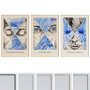 Modern Abstract Face Picture Frame Set 3D model image 1 