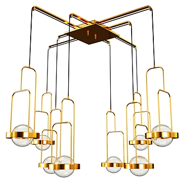 Elegant Brass Gold Chandelier 3D model image 1 