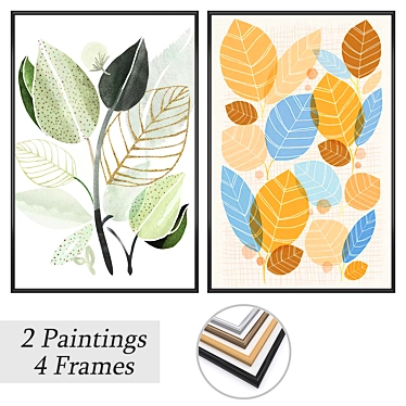 Elegant Painting Set with Multiple Frames 3D model image 1 