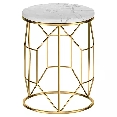 Elegant Marble and Metal Coffee Table 3D model image 1 