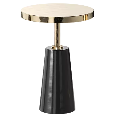 Venice Black and Brushed Gold Round Accent Table