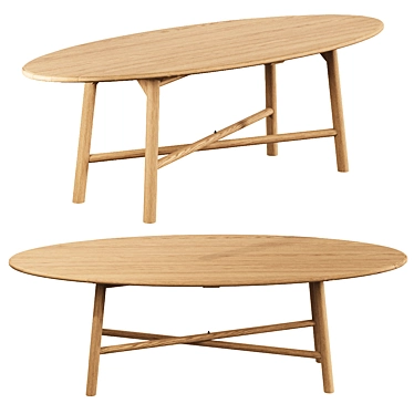 Oak Surfboard Oval Dining Table 3D model image 1 