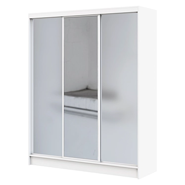 Modern Sliding Wardrobe 3-Door Blanc 3D model image 1 