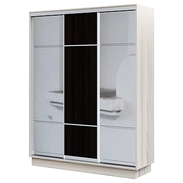 3-Door Sliding Wardrobe in Light Ash Shimo and Wenge Finish 3D model image 1 