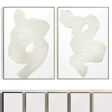Plaster Frame Set: 2 Paintings, 5 Materials 3D model image 1 