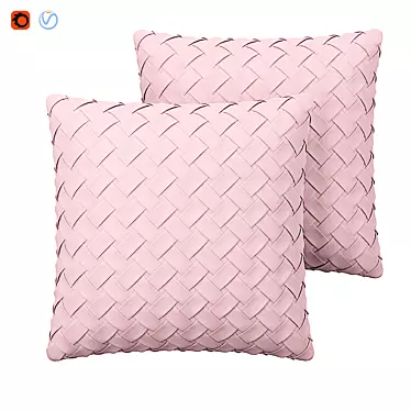 Pink Faux Suede Cushion: Lattice Weave Elegance 3D model image 1 