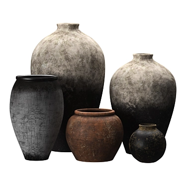 Handcrafted Clay Vessels: Wabi-sabi Style 3D model image 1 