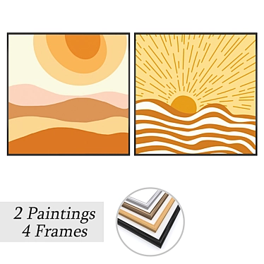 2-Piece Paintings Set with Multiple Frame Options 3D model image 1 