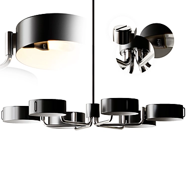 Axle Nickel Black Shade Chandelier by Robert Abbey