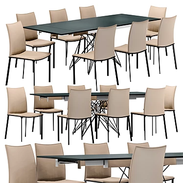 Elegant Tortora Dining Chair & Esf-T041 Table Set 3D model image 1 