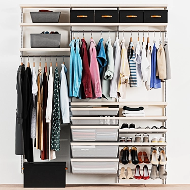 Versatile Wall Wardrobe: Dresses, Clothes, Shoes 3D model image 1 