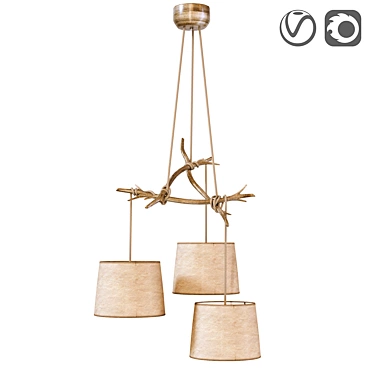 Rustic Wooden Pendant Lamp 3D model image 1 