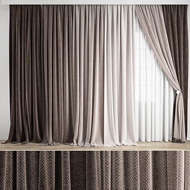 Poly Curtain Set: High Quality 3D Model 3D model image 1 