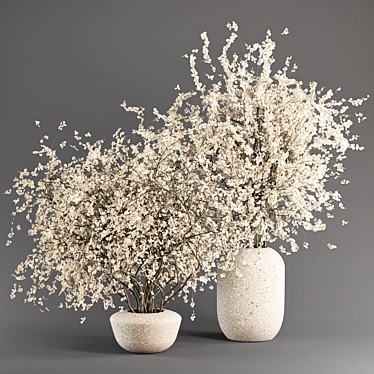 Concrete Vases with Branches 3D model image 1 