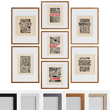 Title: Modern Graphic Picture Frame Set 3D model image 1 