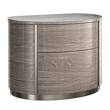 Round Silver Bedside Table - Stylish and Compact 3D model image 1 
