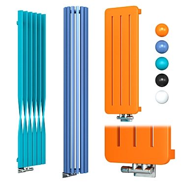 Sleek Vertical Water Radiators 3D model image 1 