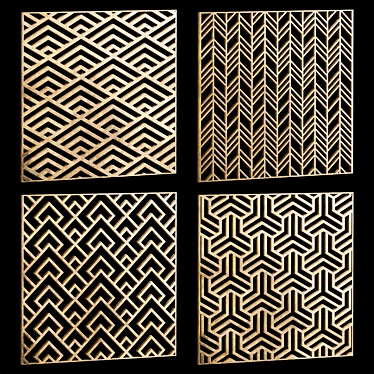 Square Decorative Panels Set 3D model image 1 