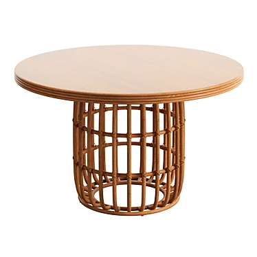Boho Chic Rattan Oval Dining Table 3D model image 1 