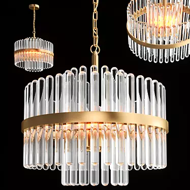 Elegant Gold Crystal Chandelier 3D model image 1 