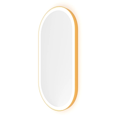 Gilded Glow: Brass Mirror Capsule with Front Lighting 3D model image 1 
