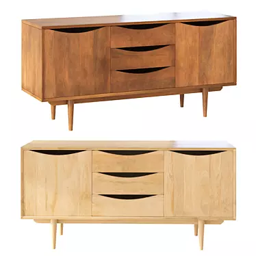 Stylish Fresno Sideboard in Natural Oak 3D model image 1 