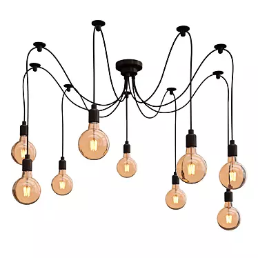 Vintage Edison Chandelier 3D model image 1 