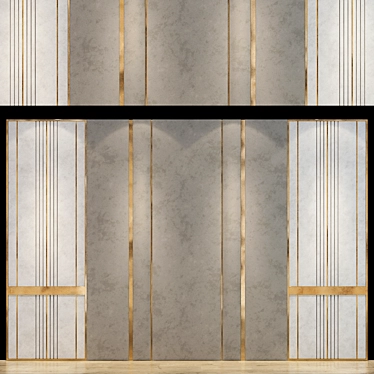Elegant Natural Wood Wall Panels 3D model image 1 